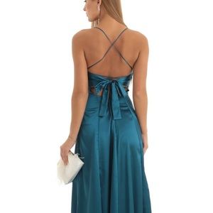 NEW, never worn Lucy in the Sky Dena Pleated Maxi Dress in Teal Size XS
